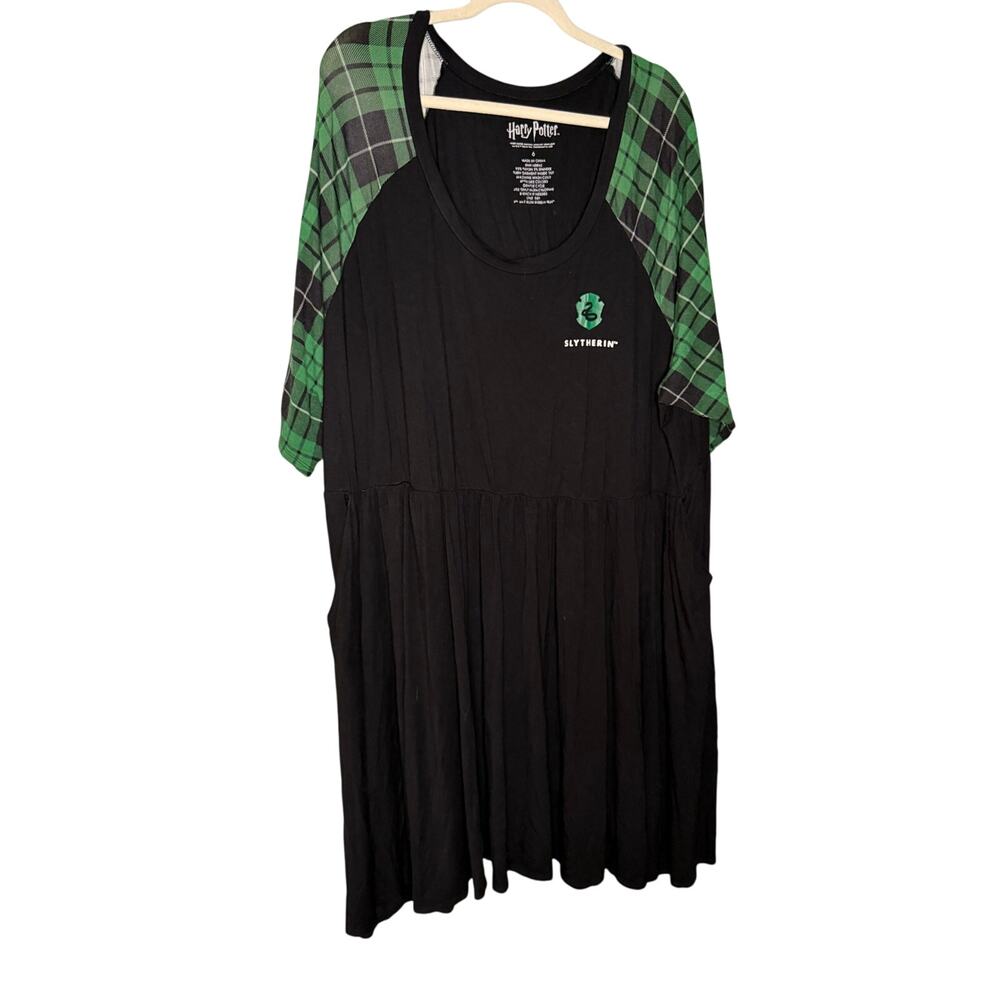 Torrid x Harry Potter Slytherin house green plaid raglan mini‎ skater dress - Picture 2 of 8